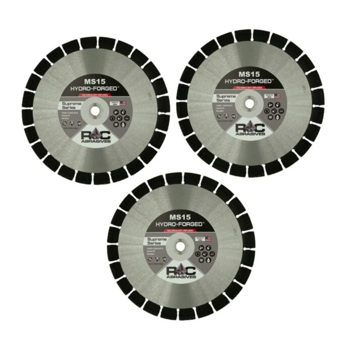 SAWS 3 Pack ROC Abrasives MS15 Hard Concrete, Granite & Paver Diamond Blade